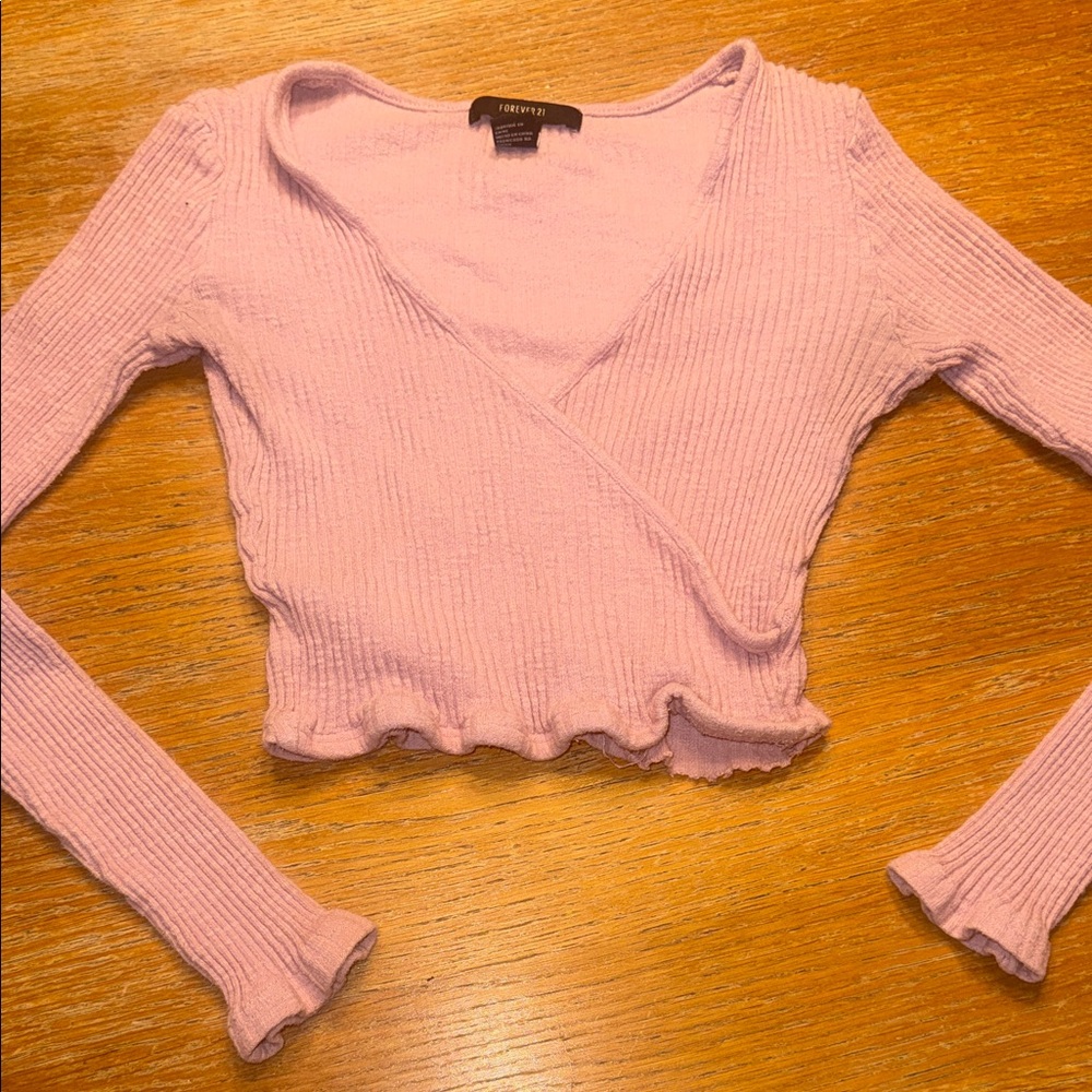 Forever 21 Soft Pink Wrap Crop Top